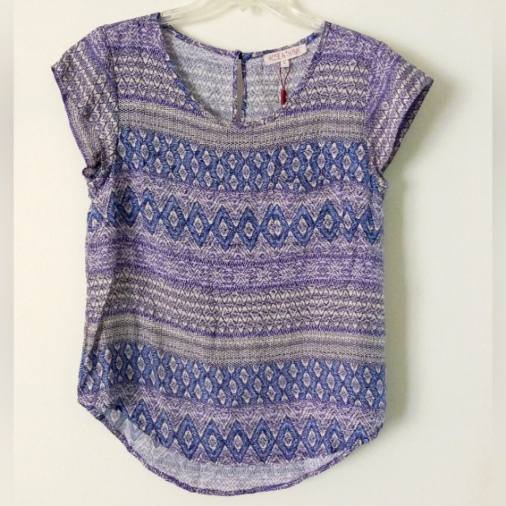 Rose & Thyme crewneck boho cap sleeve women's blouse size M NWT